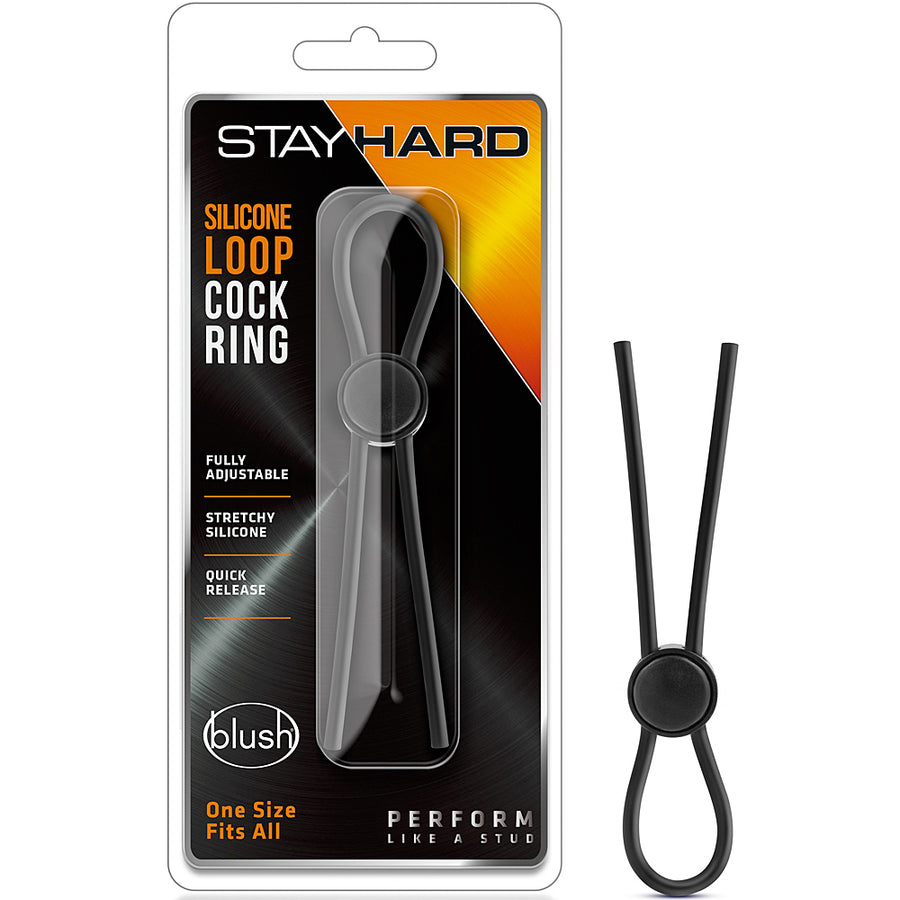 Stay Hard Silicone Loop Cock Ring - Black