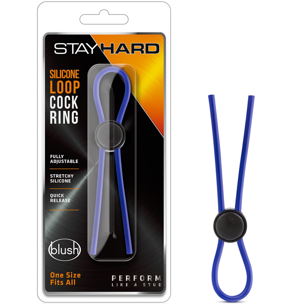 Stay Hard Silicone Loop Cock Ring - Blue