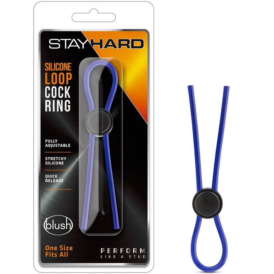 Stay Hard Silicone Loop Cock Ring - Blue