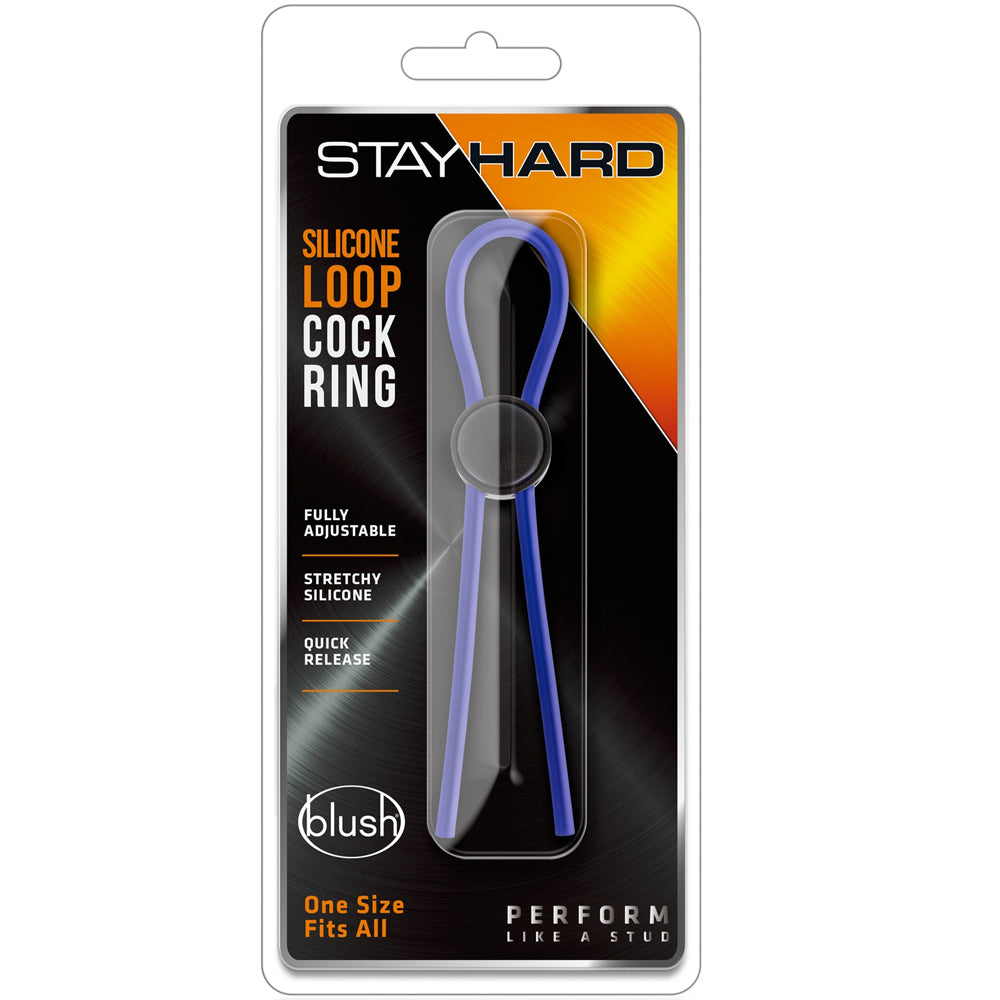 Stay Hard Silicone Loop Cock Ring - Blue