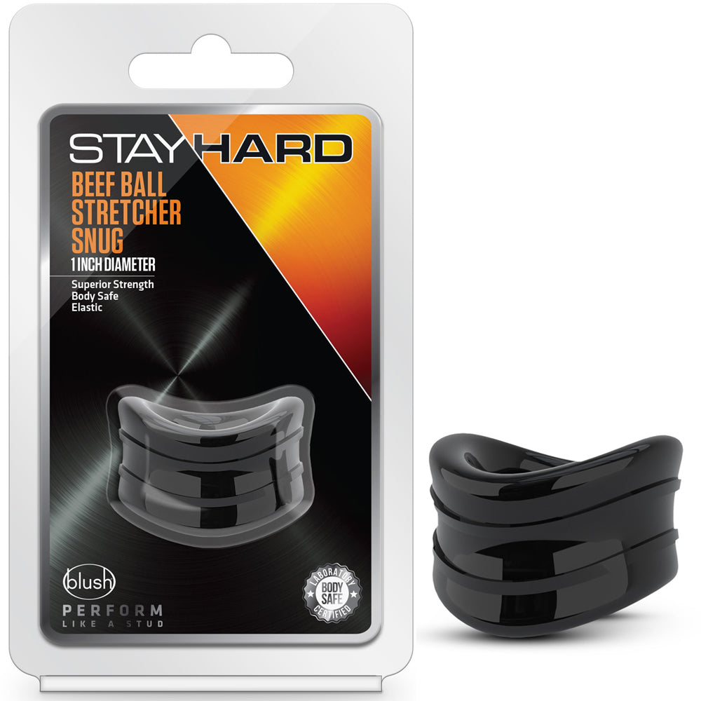 Stay Hard Beef Ball Stretcher Snug - 1" Black
