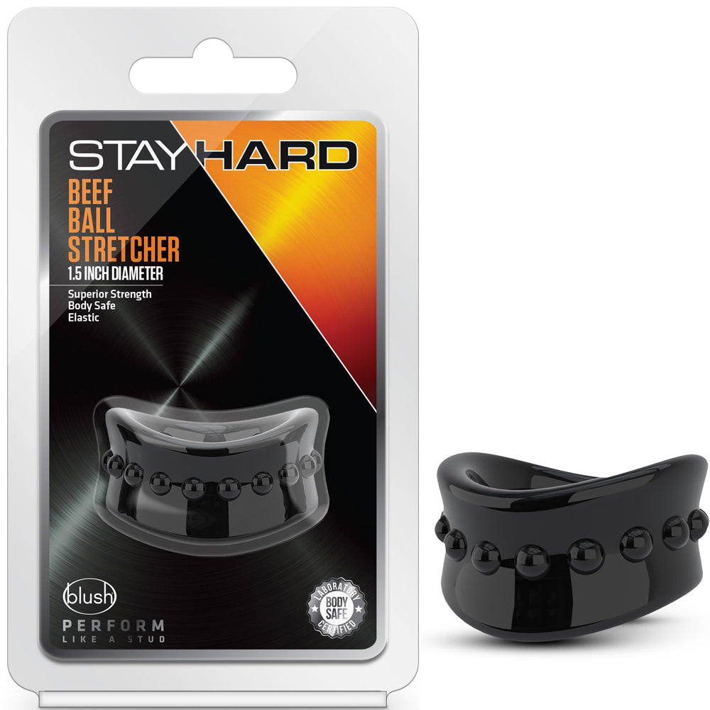 Stay Hard Beef Ball Stretcher - 1.5" Black