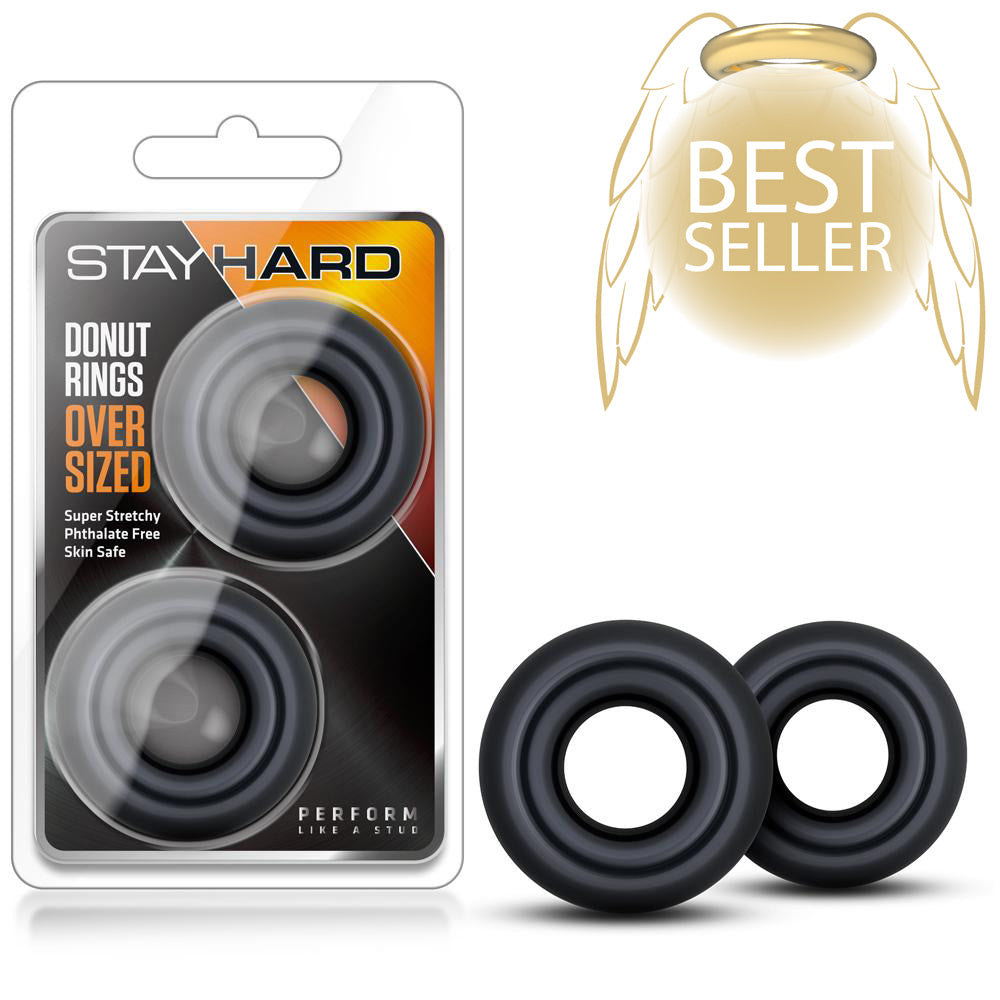 Blush Novelties - Stay Hard Donut Rings Oversized - 2Pk Black