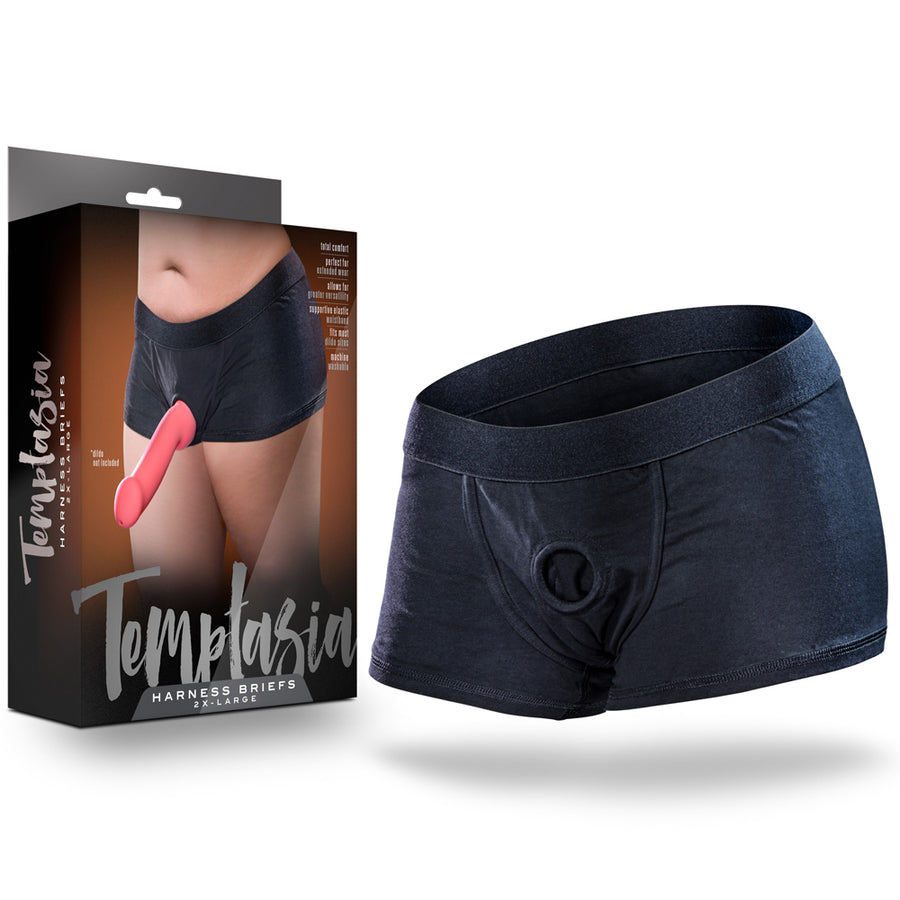 Temptasia Harness Briefs - 2 x Large Black