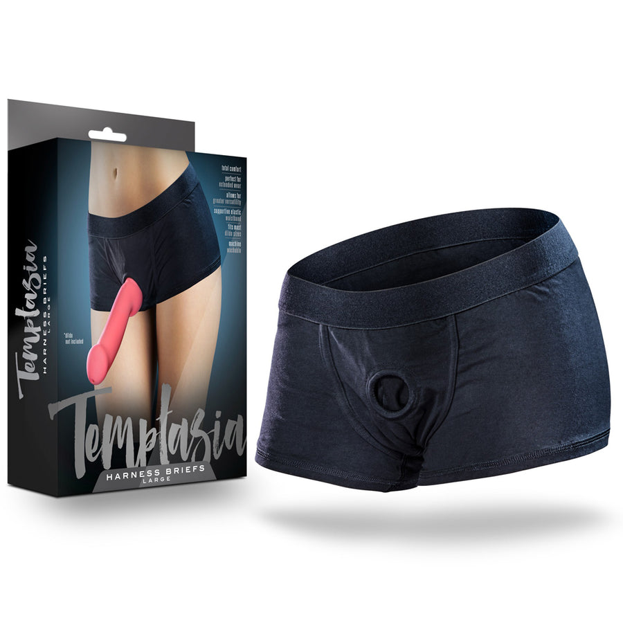 Temptasia Harness Briefs - Large Black