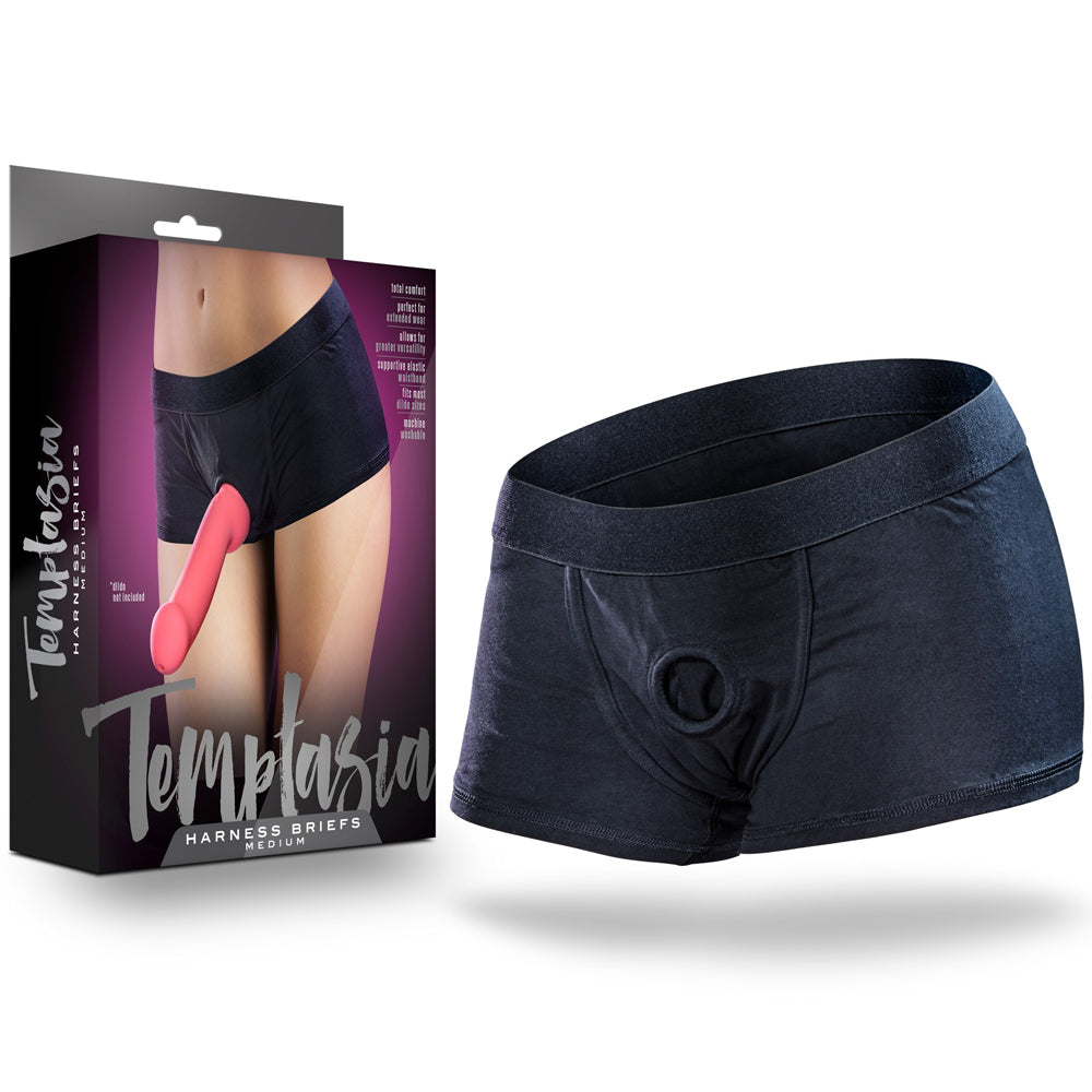 Temptasia Harness Briefs - Medium Black
