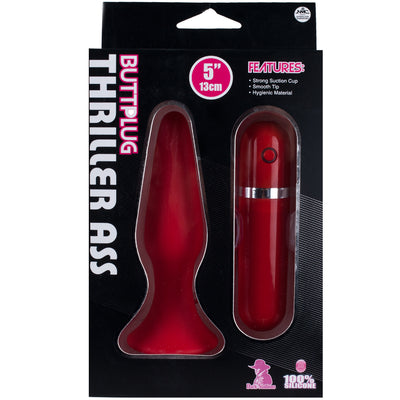 Thriller Ass Vibrating Butt Plug 5" - Red
