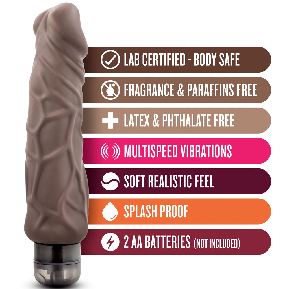X5 Plus Hard On Vibrating Dildo - 9" Brown