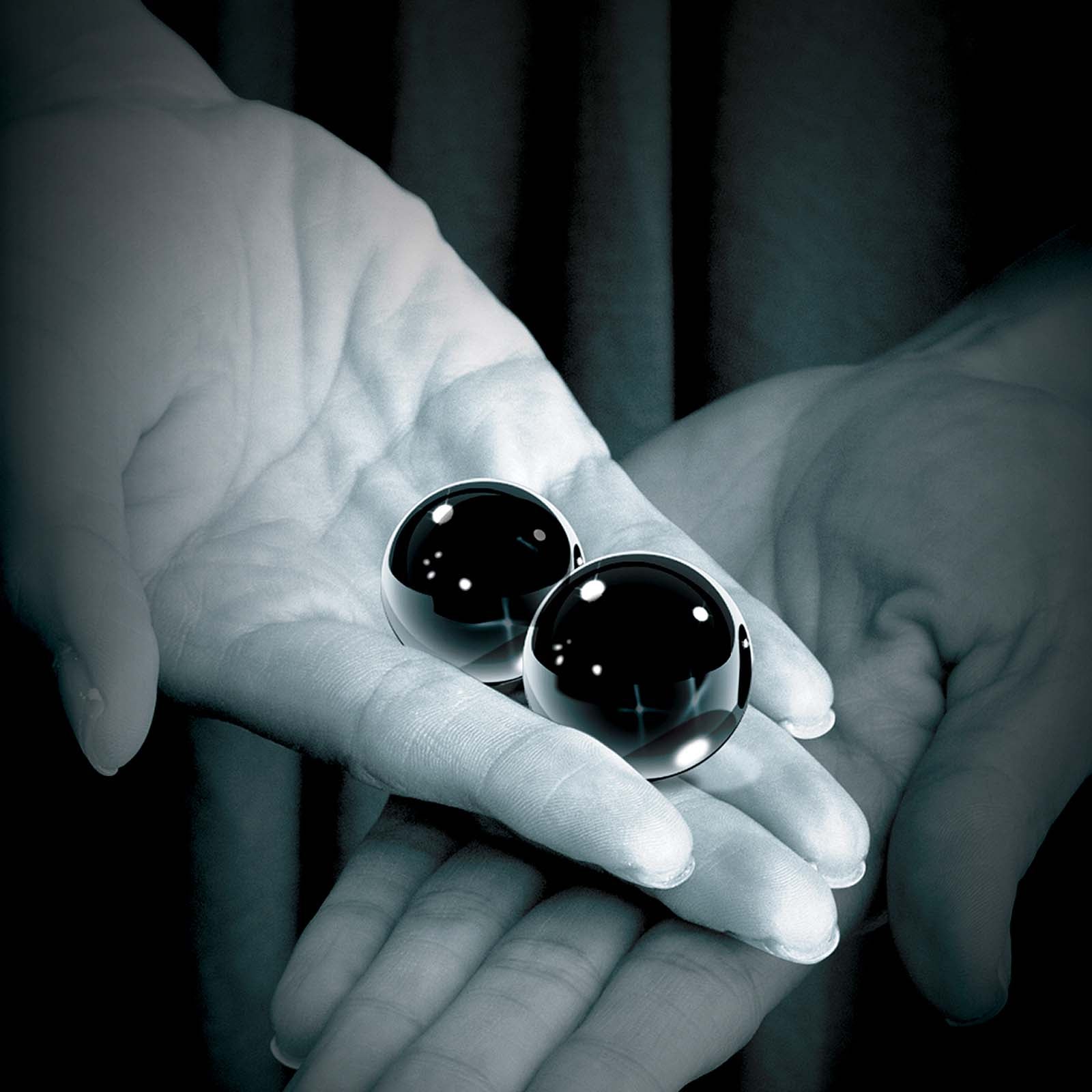 Fetish Fantasy Series Limited Edition Medium Black Glass Ben-Wa Balls - Godfather Adult Sex and Pleasure Toys