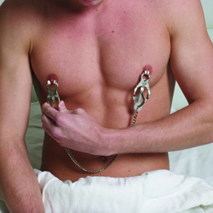 Spartacus Butterfly Clamp With Link Chain - Silver - Godfather Adult Sex and Pleasure Toys