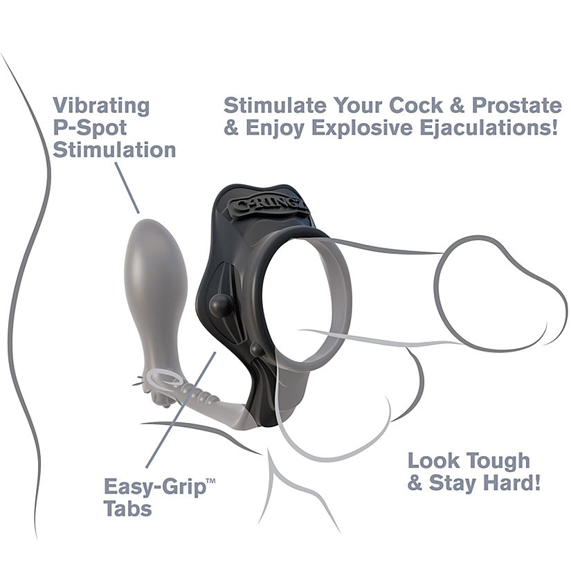 Fantasy C-Ringz Rock Hard Ass-Gasm Black - Godfather Adult Sex and Pleasure Toys