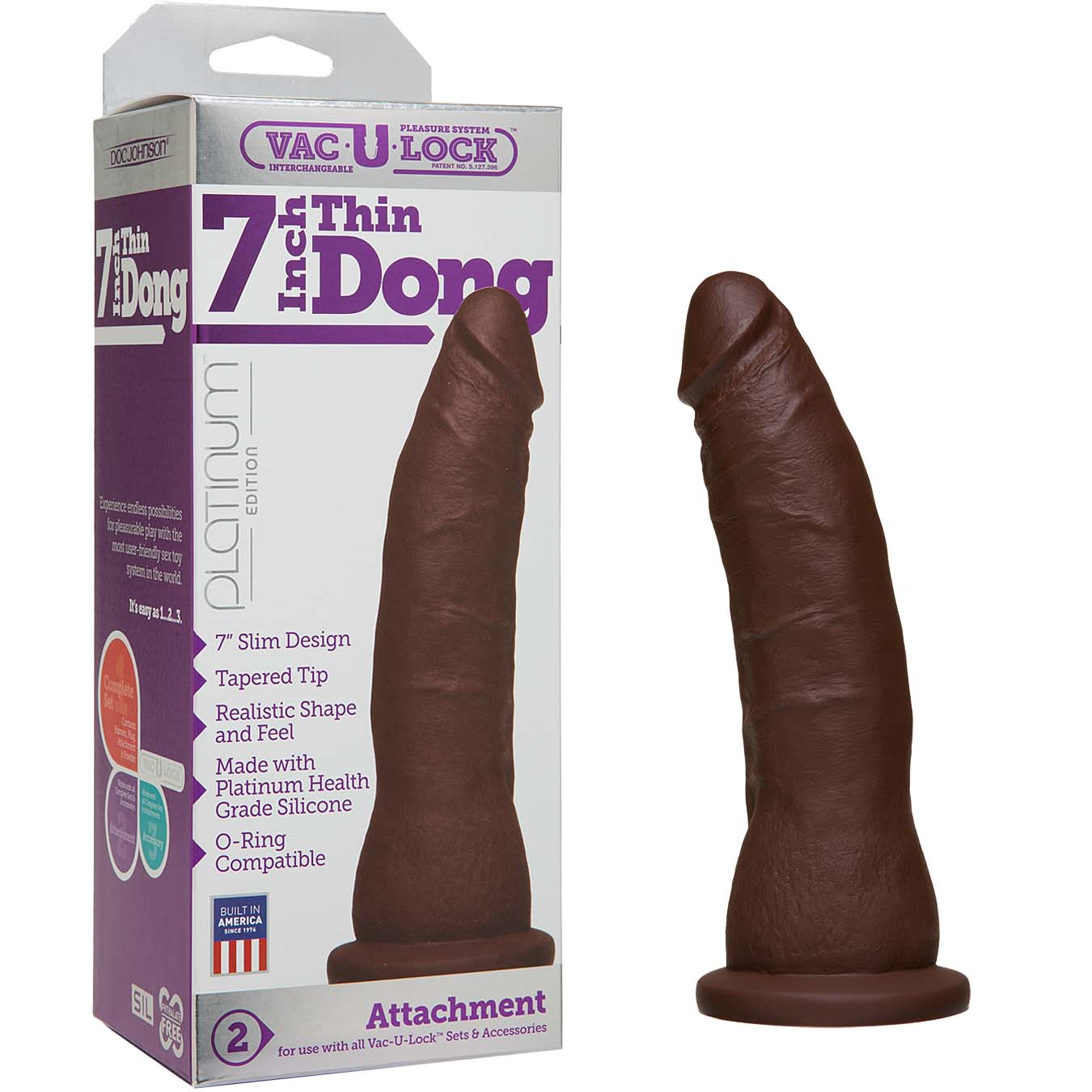 Vac-U-Lock Platinum Edition 7 Inch Thin Dong – Black