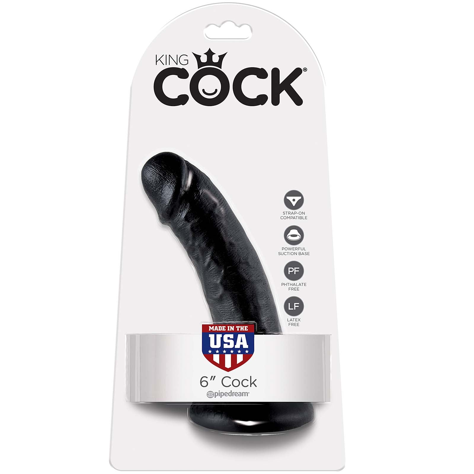 King Cock  6" Cock - Black - Godfather Adult Sex and Pleasure Toys