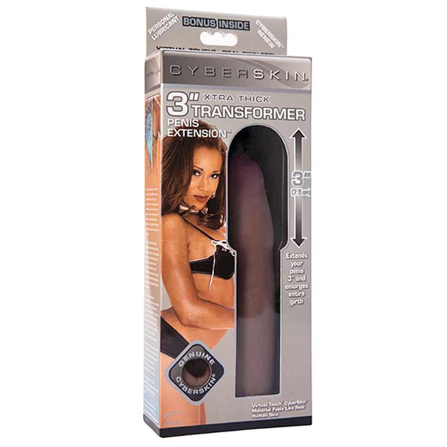 CyberSkin 3 inch Transformer Penis Extension Dark - Godfather Adult Sex and Pleasure Toys
