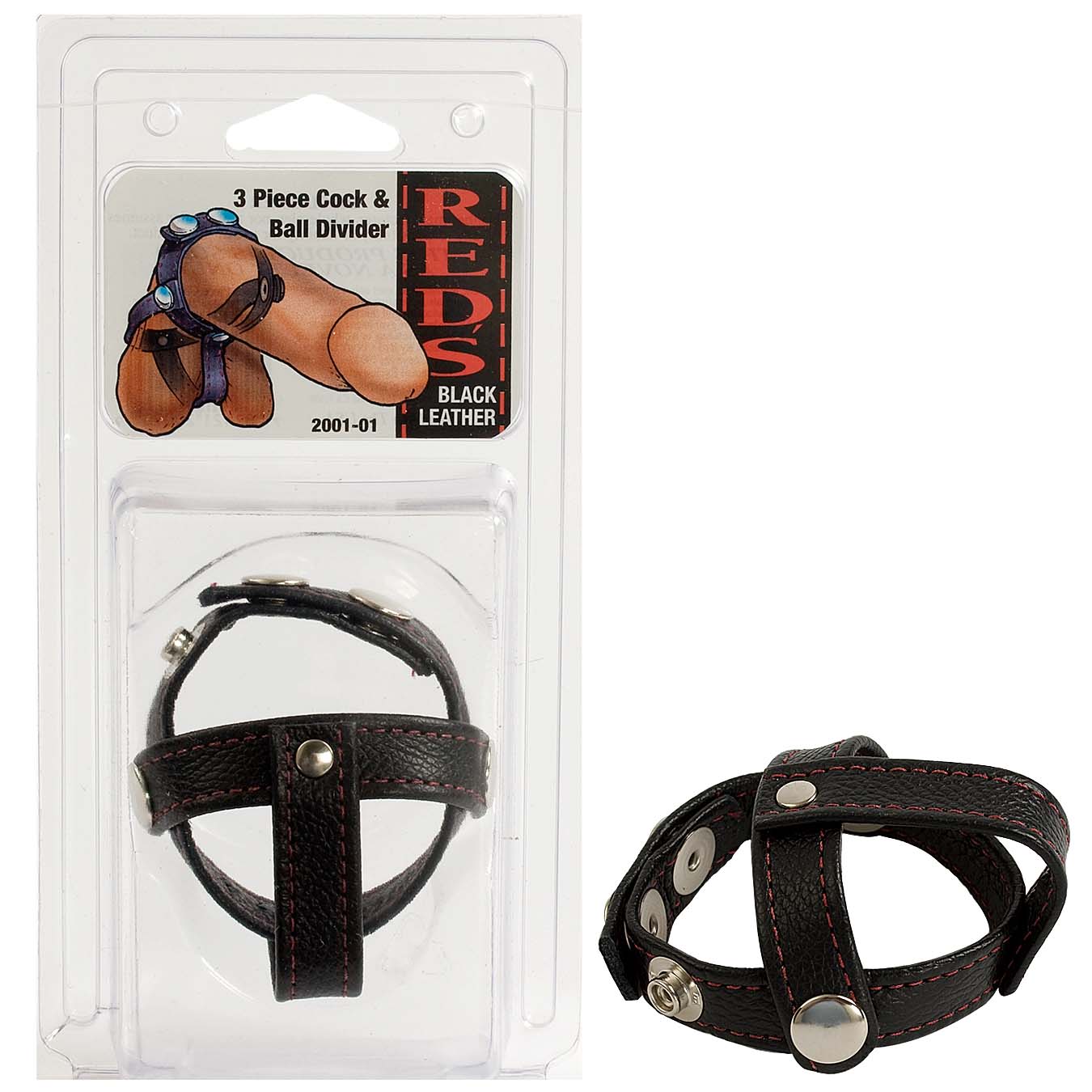 Reds Leather Cock & Ball Straps 3 Piece Cock & Ball Divider