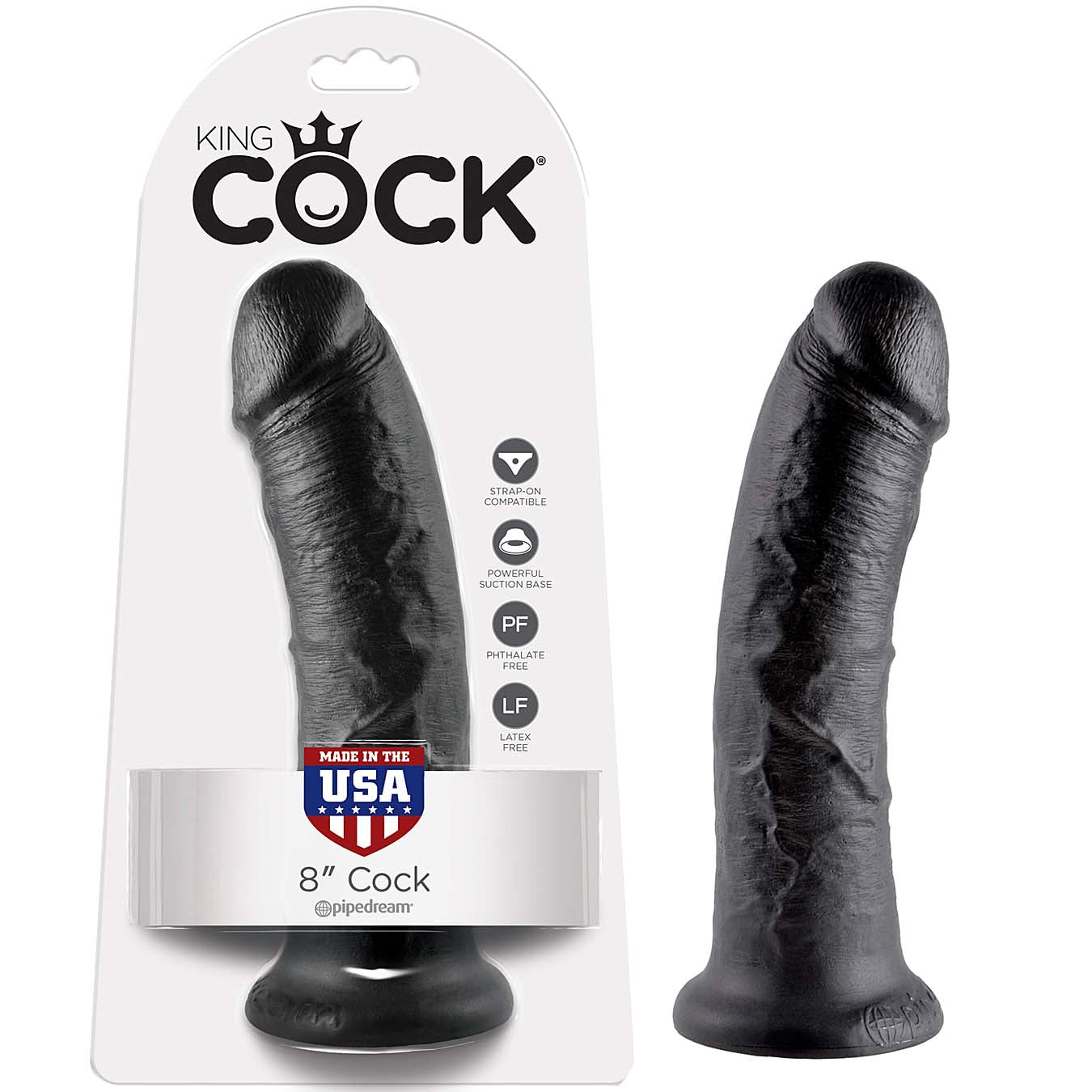 King Cock 8" Cock-Black - Godfather Adult Sex and Pleasure Toys