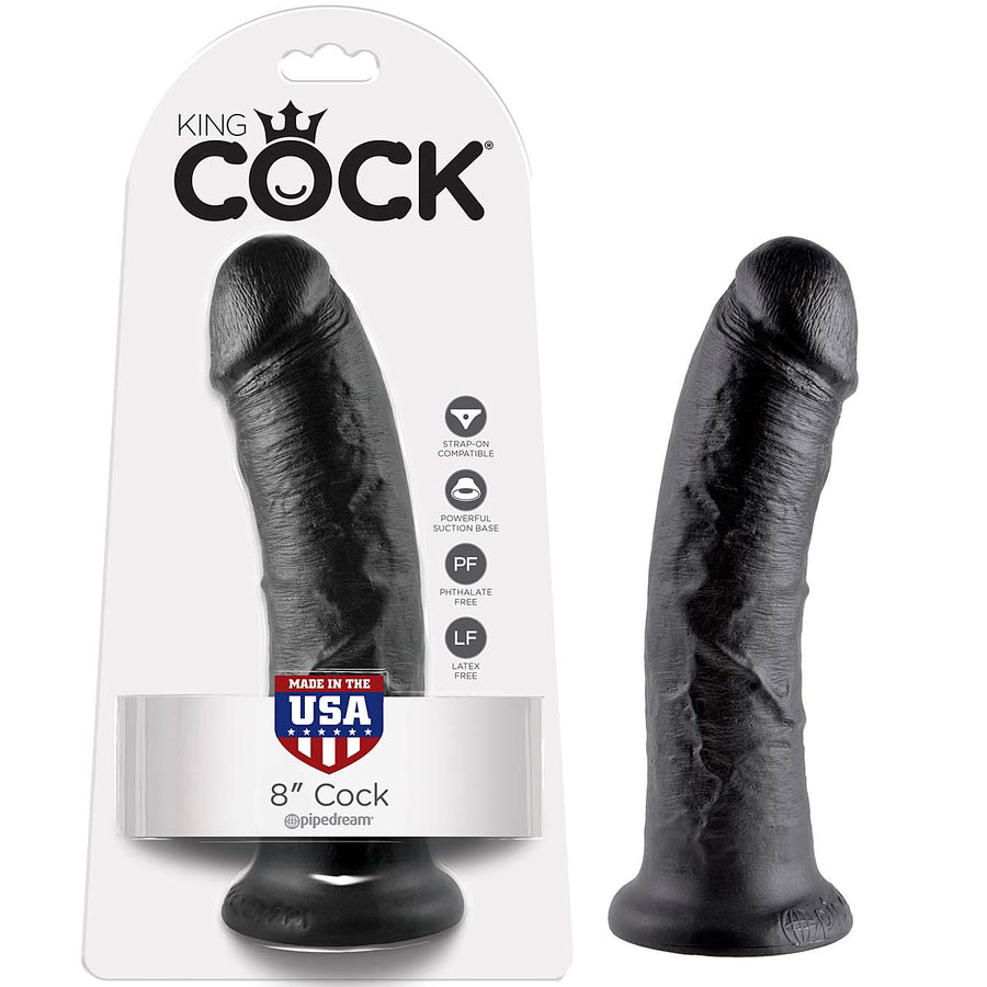King Cock 8" Cock-Black - Godfather Adult Sex and Pleasure Toys