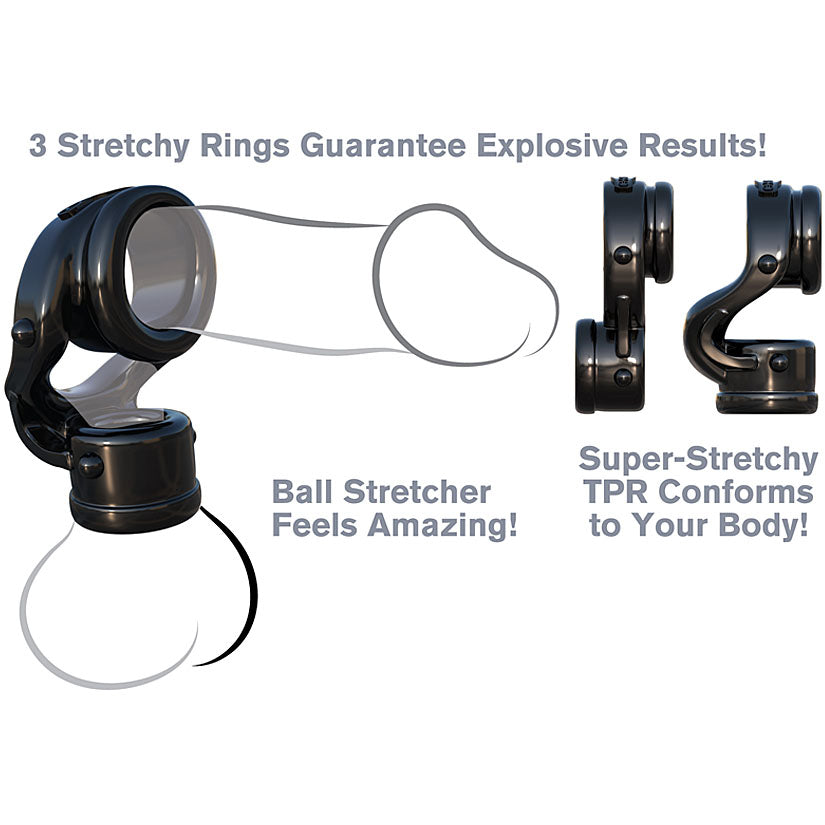 Fantasy C-Ringz Ironman Triple Ring Black - Godfather Adult Sex and Pleasure Toys