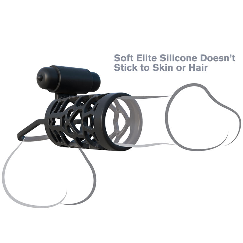 Fantasy C-Ringz Thick Dick Silicone Vibrating Cage - Black - Godfather Adult Sex and Pleasure Toys