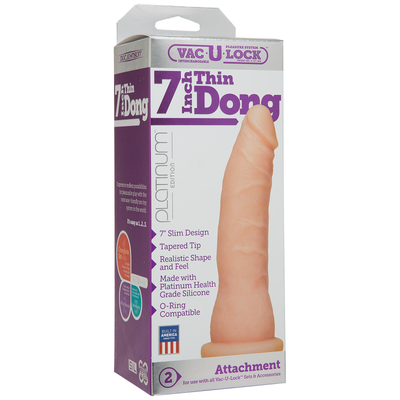 Vac-U-Lock Platinum Edition 7 Inch Thin Dong – White - Godfather Adult Sex and Pleasure Toys