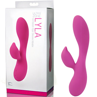 UltraZone Lyla 6X Rabbit Style Silicone Vibrator - Pink - Godfather Adult Sex and Pleasure Toys