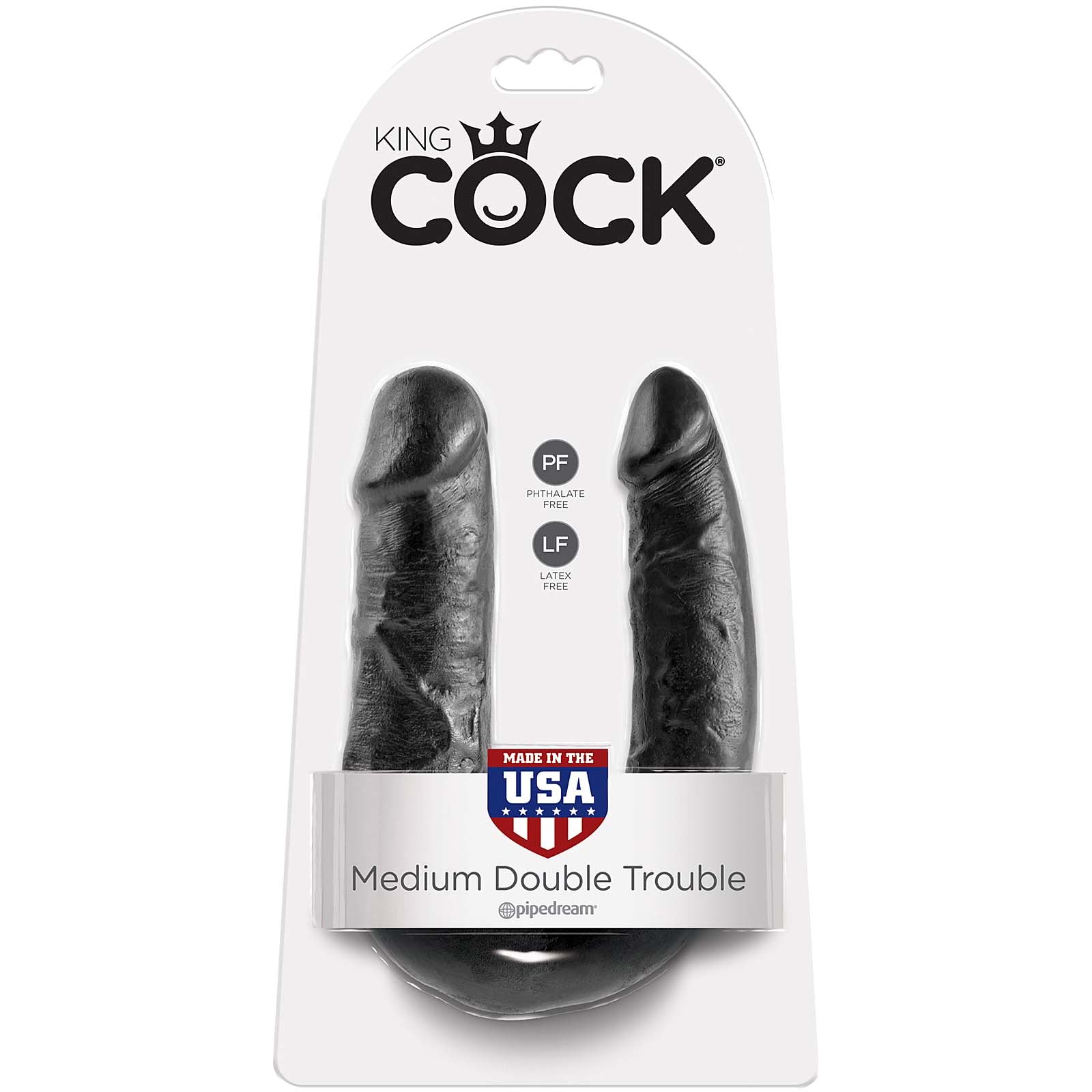 King Cock U-Shaped Medium Double Trouble - Black - Godfather Adult Sex and Pleasure Toys