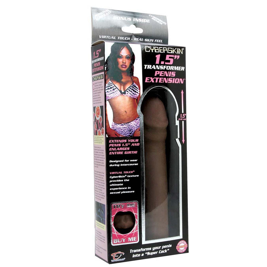 CyberSkin 1.5" (4 cm) Transformer Penis Extension - Dark - Godfather Adult Sex and Pleasure Toys