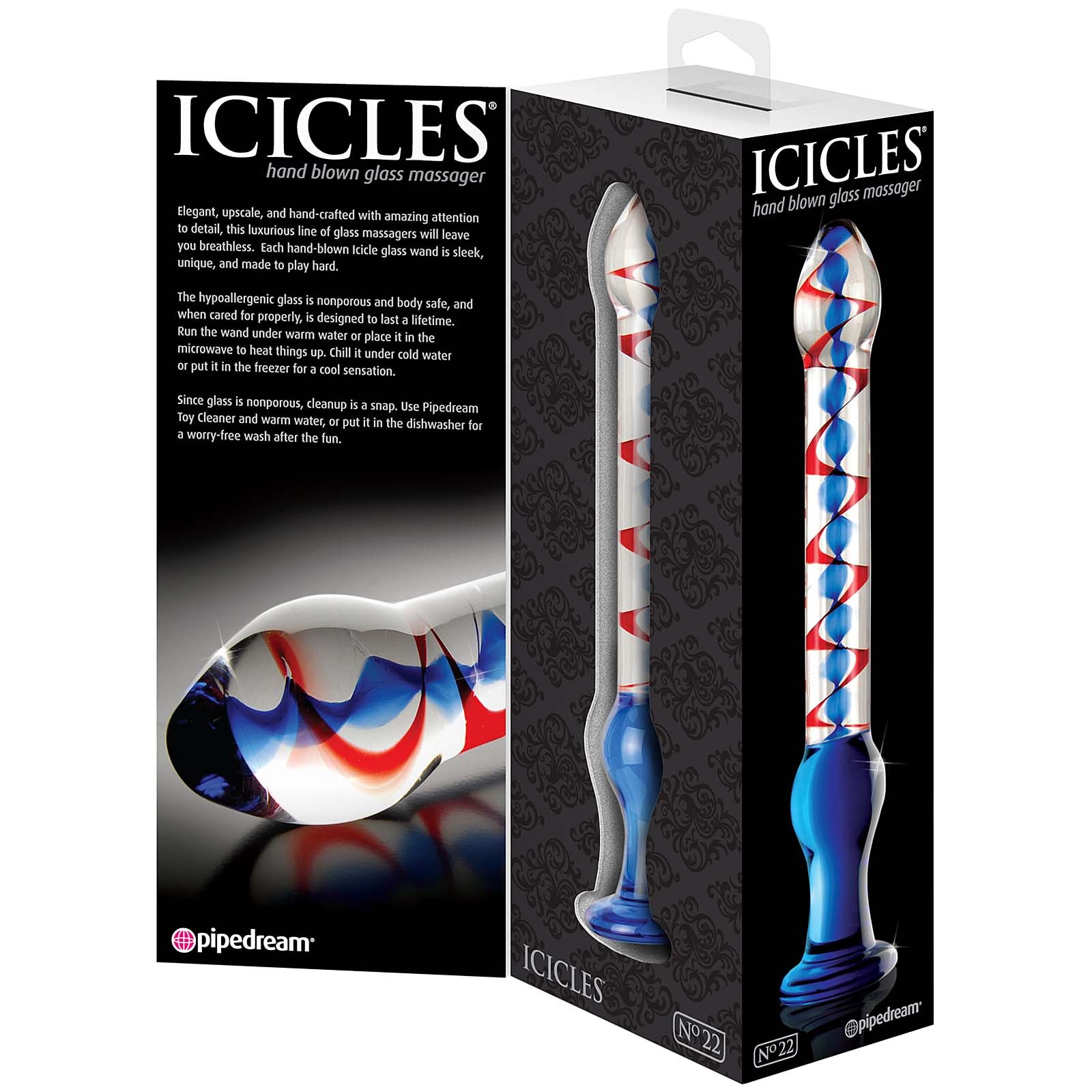Icicles No.22 - Red & Blue Swirl 8.75" - Godfather Adult Sex and Pleasure Toys
