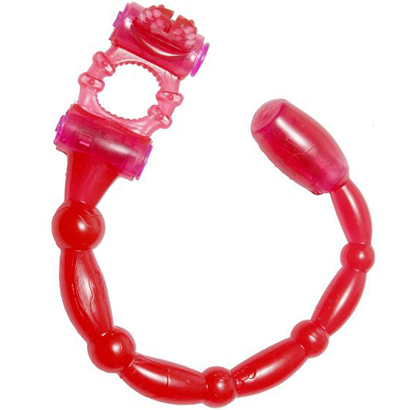 Dual Pleasure Ring with Stinger Anal Vibe - Pink