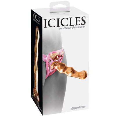 Icicles No.36 - Glass Massager with Strap-On - Yellow 7" - Godfather Adult Sex and Pleasure Toys
