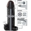 Fantasy X-tensions Vibrating Real Feel 2" Extension - Black - Godfather Adult Sex and Pleasure Toys