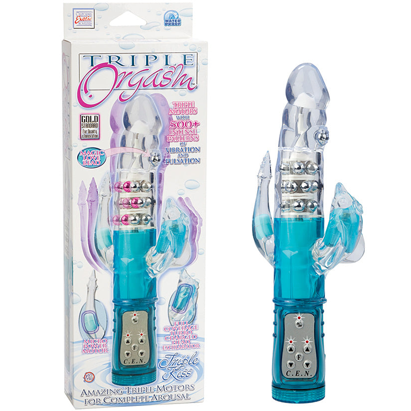 Triple Orgasm Triple Kiss-Blue - Godfather Adult Sex and Pleasure Toys