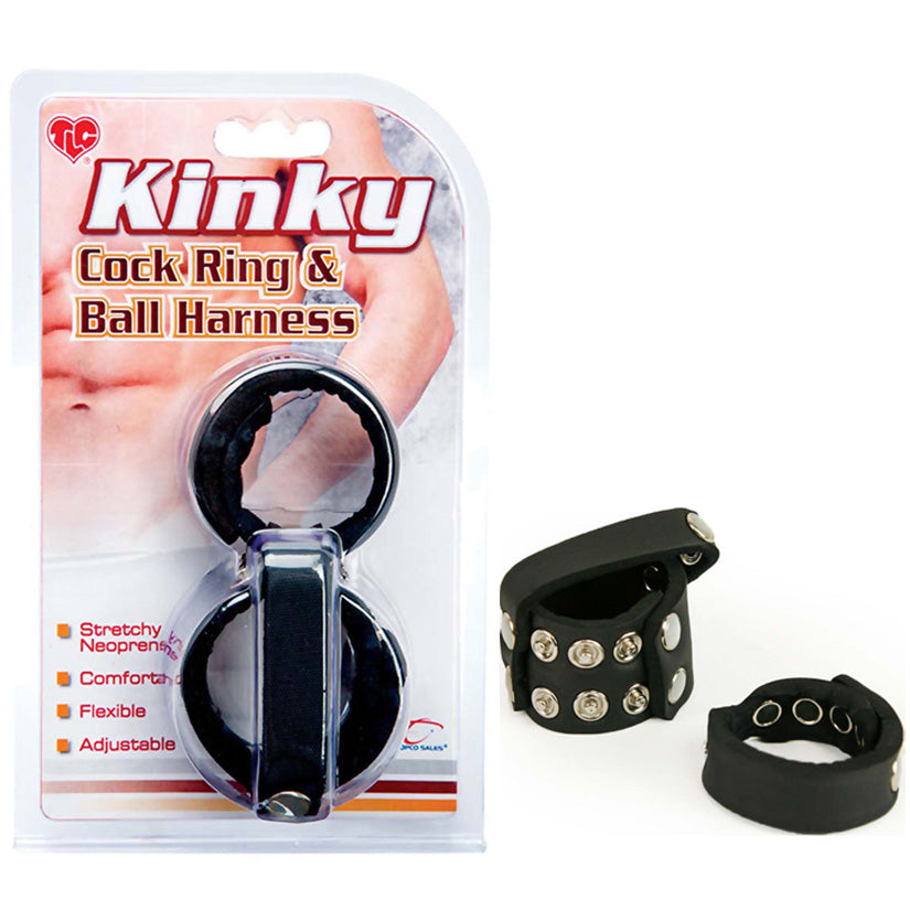 Kinky Cock Ring & Ball Harness - Neoprene