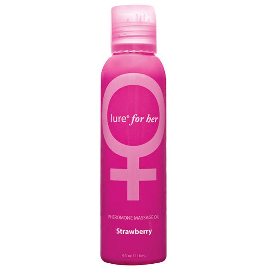 Lure  Pheromone Massage Oil Strawberry 4 fl. oz. - Godfather Adult Sex and Pleasure Toys