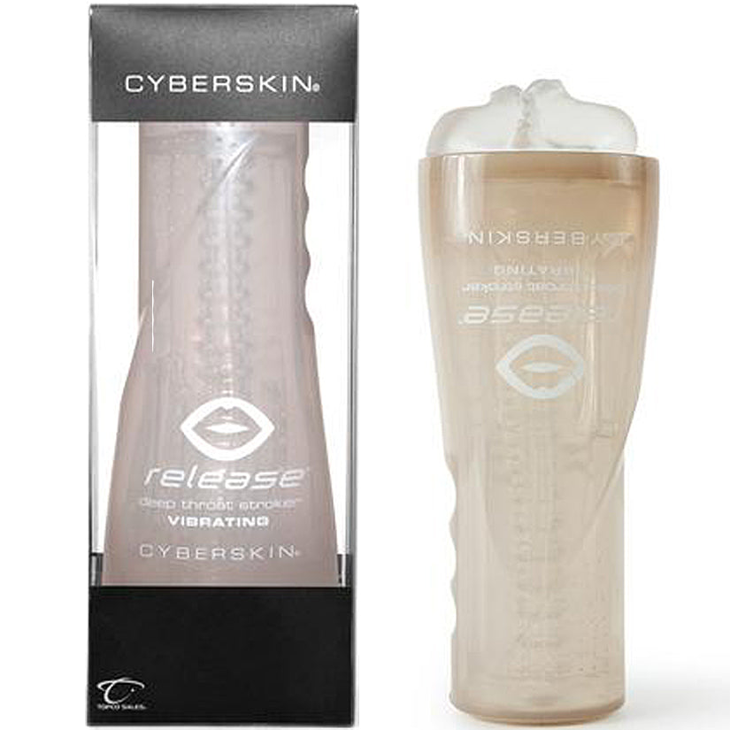 CyberSkin Vibrating Deep Throat Stroker Clear - Godfather Adult Sex and Pleasure Toys