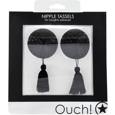 Ouch! Nipple Tassels Round-Black - Godfather Adult Sex and Pleasure Toys