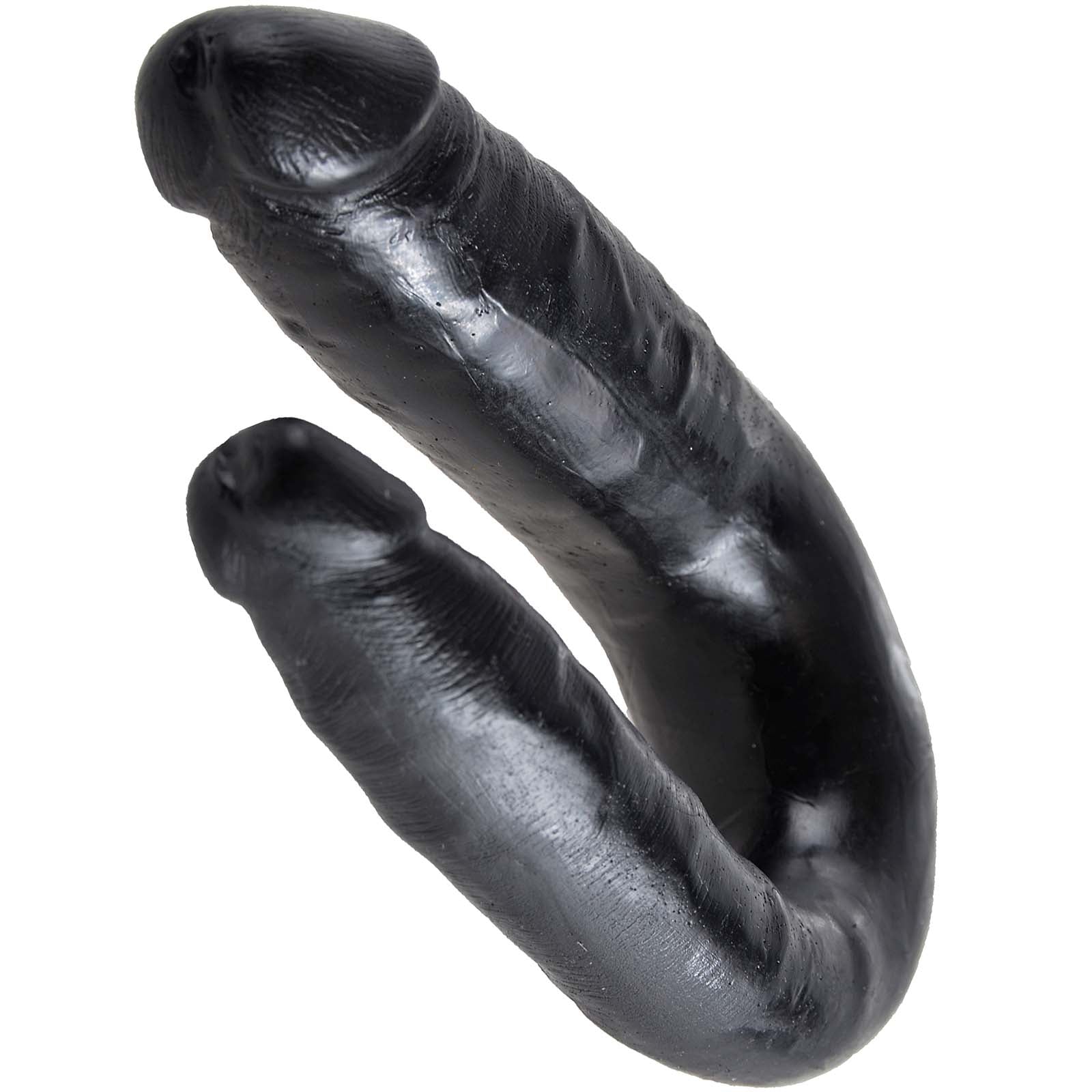 King Cock U-Shaped Small Double Trouble - Black - Godfather Adult Sex and Pleasure Toys