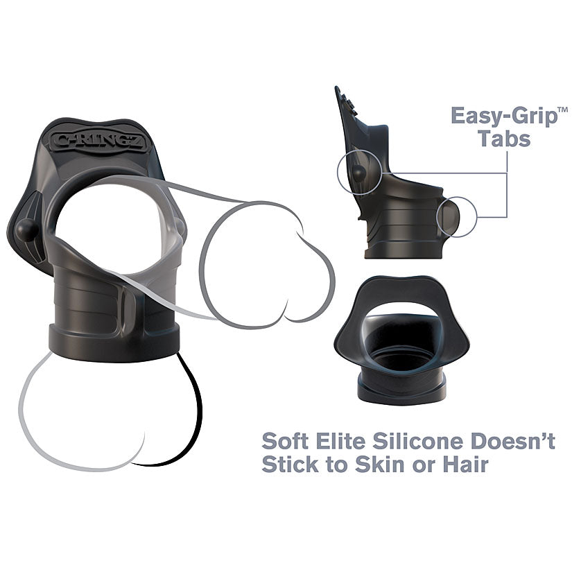 Fantasy C-Ringz Rock Hard Ring & Ball-Stretcher - Black - Godfather Adult Sex and Pleasure Toys