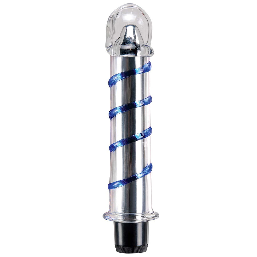 Icicles No.20-Waterproof Glass Vibrator-Blue Swril 7" - Godfather Adult Sex and Pleasure Toys
