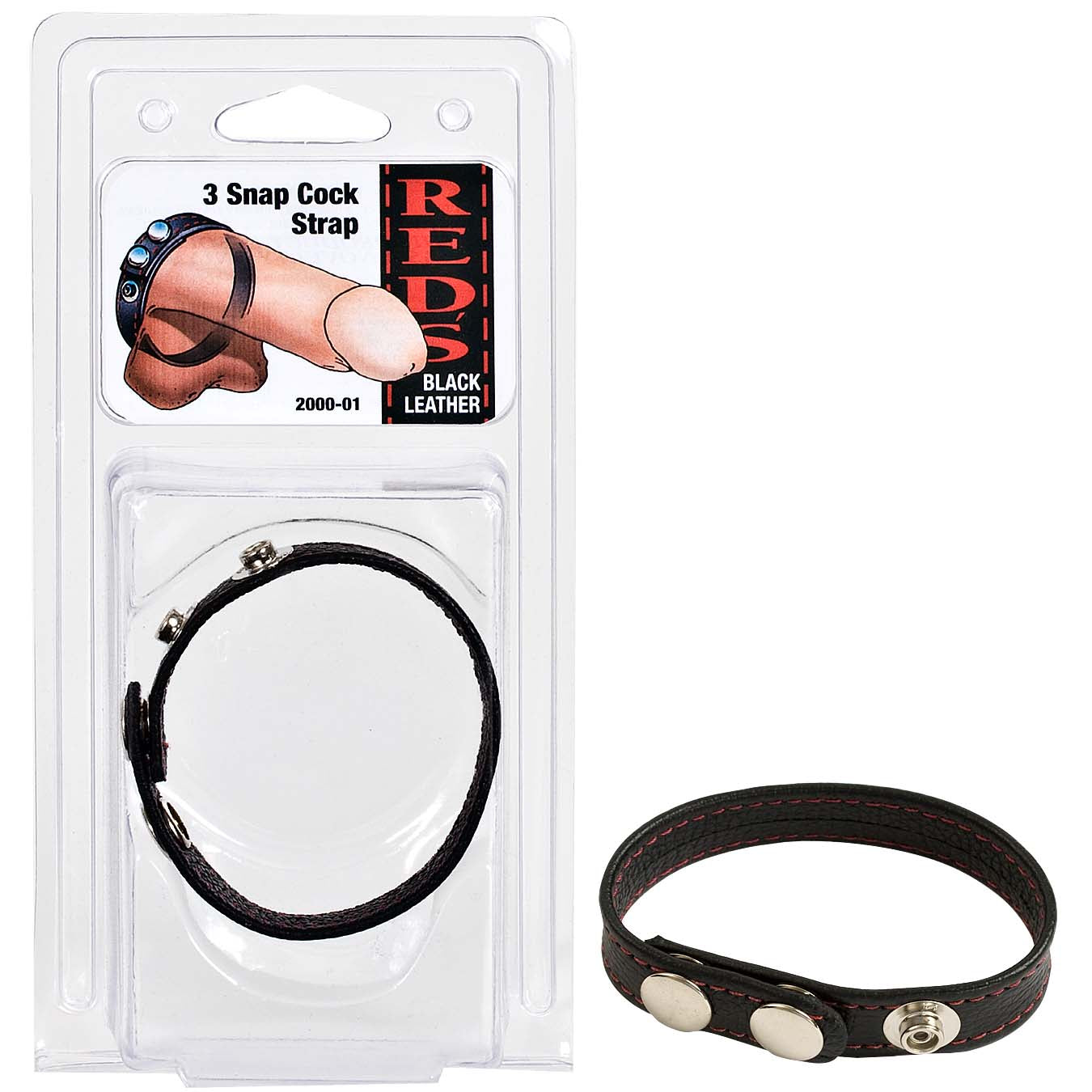 Reds Leather Cock & Ball Straps 3 Snap