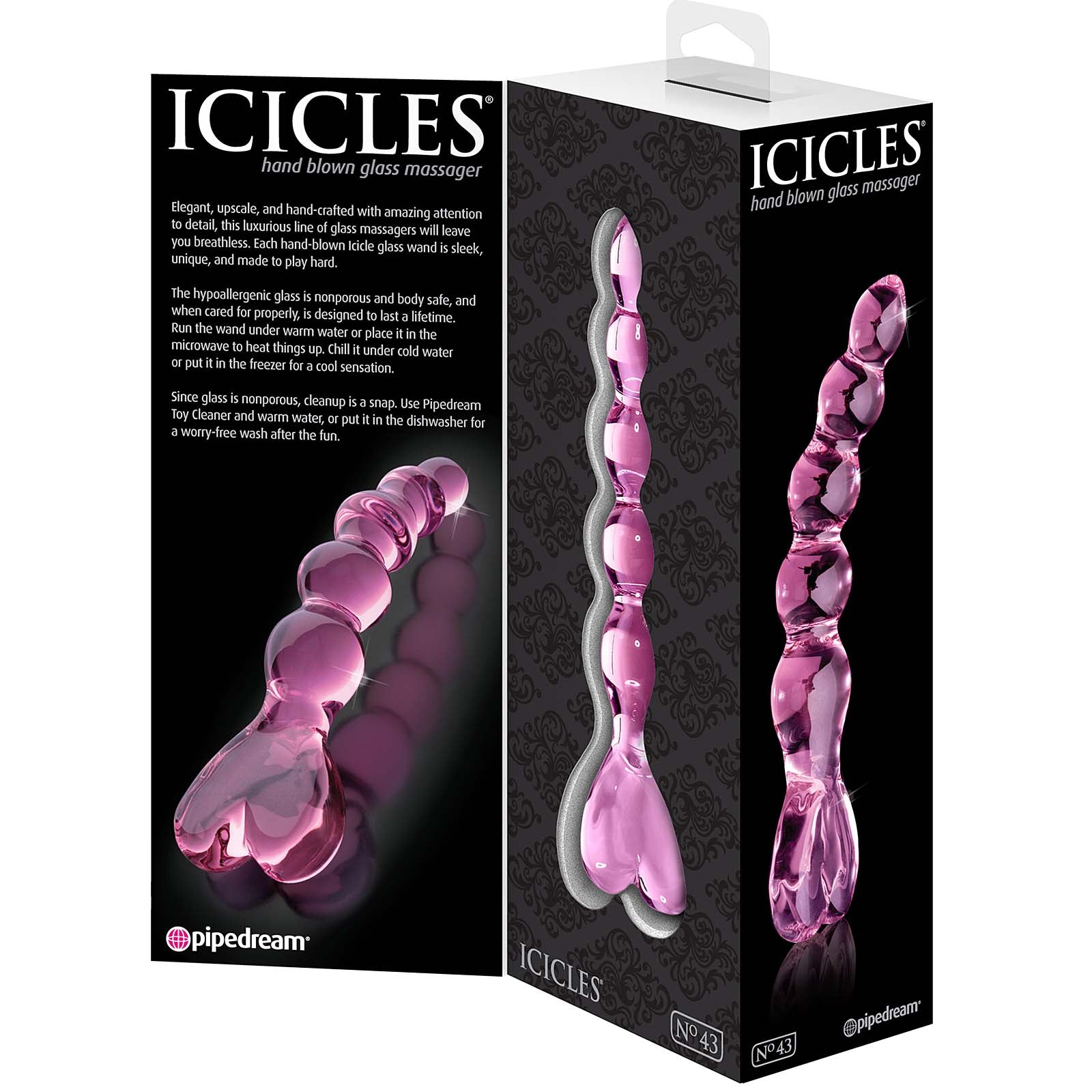 Icicles No.43 - Heart Shaped - Pink 8" - Godfather Adult Sex and Pleasure Toys