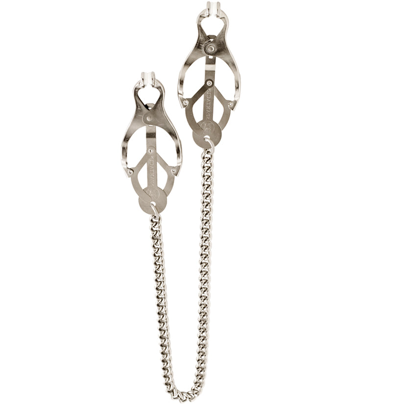 Spartacus Butterfly Clamp With Link Chain - Silver - Godfather Adult Sex and Pleasure Toys